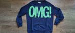 blauwe trui met groene tekst OMG van ZARA maat 152 - 158, Kinderen en Baby's, Kinderkleding | Maat 152, Trui of Vest, Ophalen of Verzenden