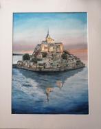 Aquarel schilderij van Mont st Michel, Ophalen, Schilderij