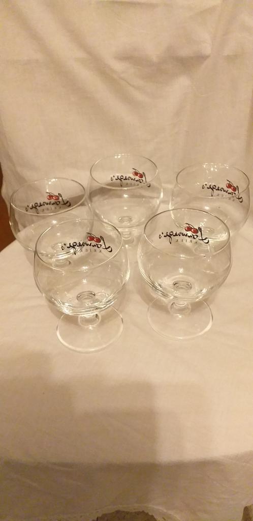 5 Louwaege's Kriekglazen, Verzamelen, Glas en Drinkglazen, Gebruikt, Bierglas, Ophalen of Verzenden