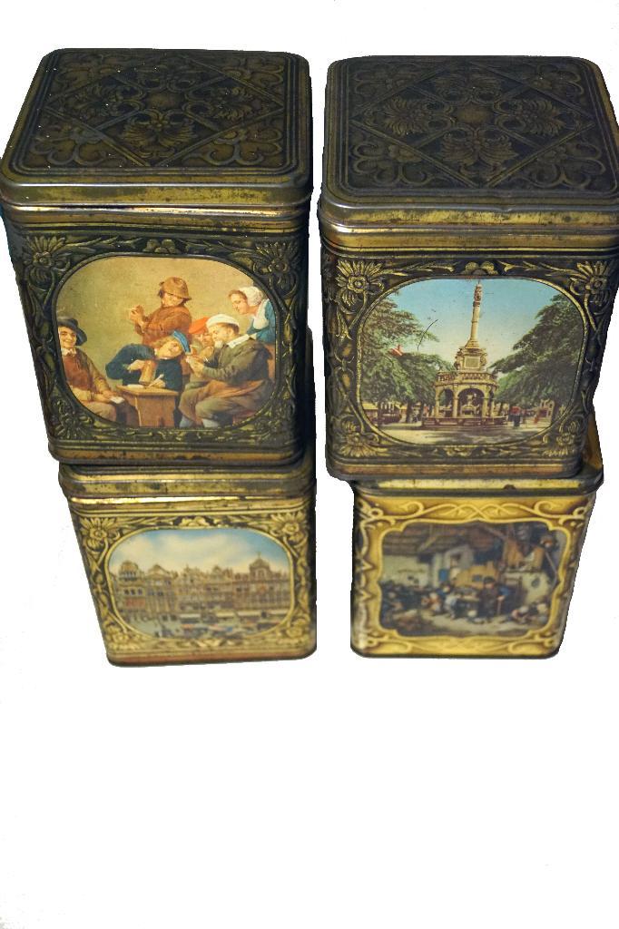 Demaret blikken - set van 4 blikken, Collections, Boîte en métal, Utilisé, Autre, Autres marques, Enlèvement ou Envoi