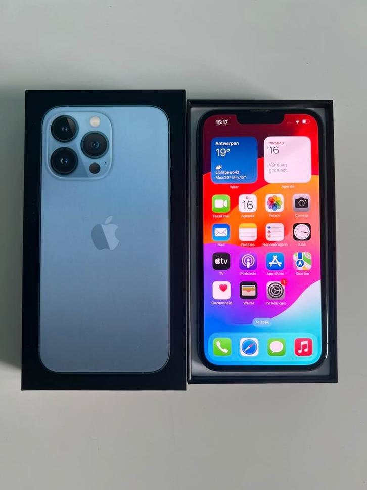 iPhone 13 Pro 128 Go | Sierra Blue | Batterie 83 % | Boîte, Télécoms, Téléphonie mobile | Apple iPhone, Comme neuf, 128 GB, Sans abonnement