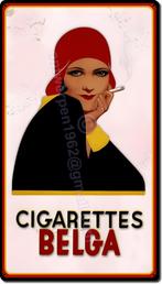 CIGARETTES BELGA retro ontwerp op dubbel metaal 70cmx40cm, Verzamelen, Verzenden, Zo goed als nieuw, Reclamebord