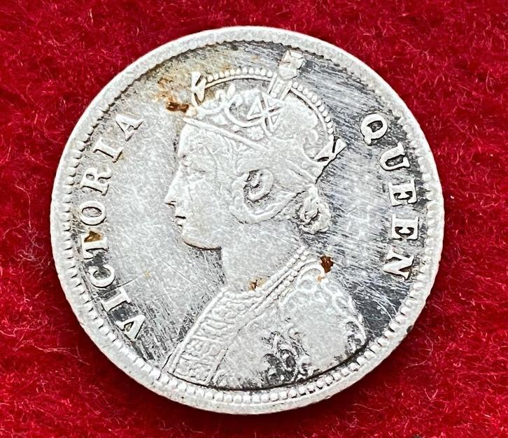 Pièce Rare - Argent Inde 1/4 Rupee 1862, Antiquités & Art, Antiquités | Argent & Or, Argent, Enlèvement ou Envoi