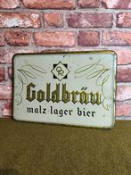 Tôle publicitaire goldbrau ouvrier réunis, Collections, Marques de bière, Enlèvement ou Envoi