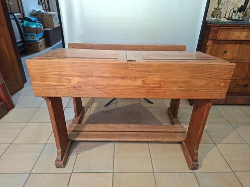 Banc d'école en pitchpin 2 places année 40, Antiek en Kunst, Antiek | Meubels | Kasten, Ophalen