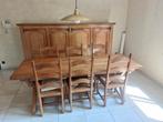 grote eiken tafel met stoelen, Huis en Inrichting, Tafels | Eettafels, Ophalen, Gebruikt, Eikenhout, 200 cm of meer