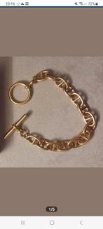 vergulde armband in open ankerkettingstijl, stijl, Handtassen en Accessoires, Ophalen of Verzenden, Zo goed als nieuw, Goud, Goud