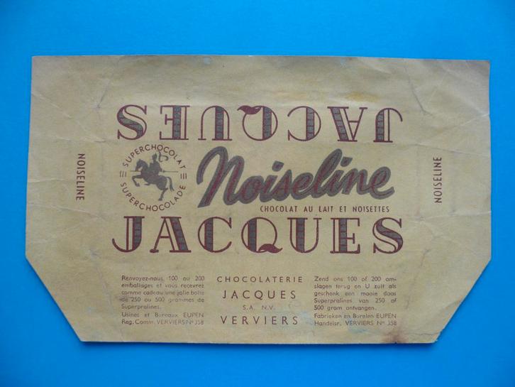 Chocolade Jacques chocolat emballage omslagen wikkels 1940, Verzamelen, Overige Verzamelen, Gebruikt, Ophalen of Verzenden
