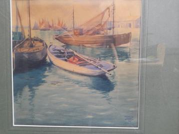 Aquarel, bootjes, Arthur Theo Dirkx  beschikbaar voor biedingen