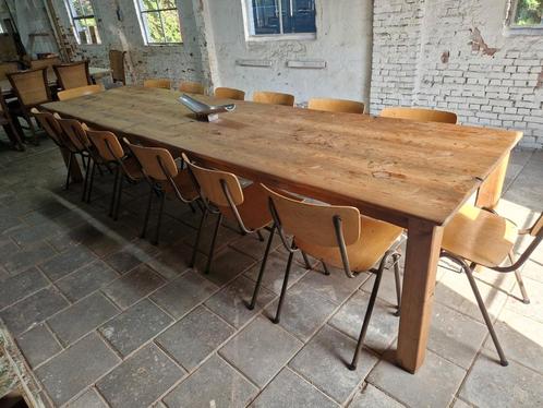 14 stoelen met een 360 cm lange boerentafel, Huis en Inrichting, Tafels | Eettafels, Gebruikt, Ophalen