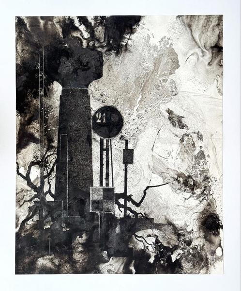 Eugène Eechaut (1928-2019) - ink composition 1977, Antiek en Kunst, Kunst | Schilderijen | Modern, Ophalen of Verzenden