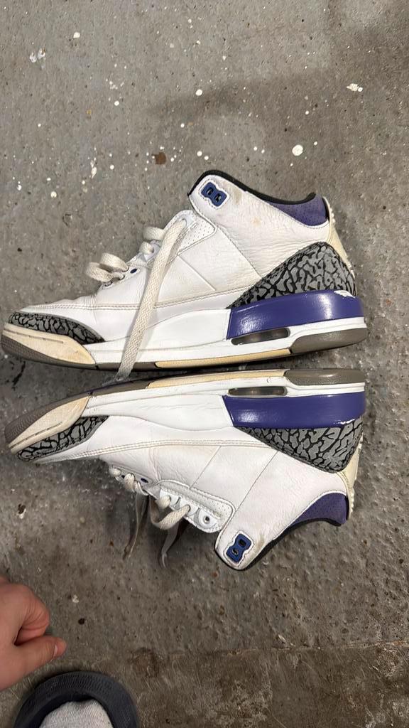 Jordan 3 dark iris, Kleding | Heren, Schoenen, Zo goed als nieuw, Sneakers, Wit, Ophalen