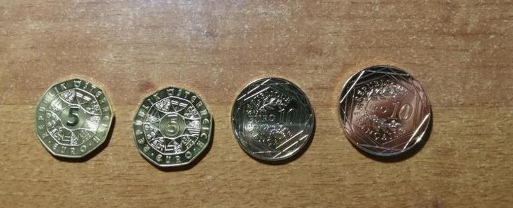 Vergulde zilveren munten Oostenrijk Frankrijk 5 10 e, Postzegels en Munten, Munten | Europa | Euromunten, Losse munt, Goud, Zilver