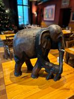 Vol hout Olifant met Baby, Antiek en Kunst, Ophalen