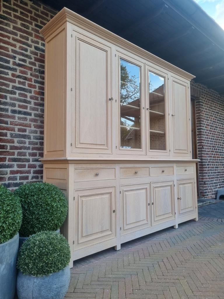 Eiken buffetkast/vitrinekast GRATIS LEVERING, Huis en Inrichting, Kasten | Buffetkasten, Zo goed als nieuw, 200 cm of meer, 200 cm of meer