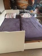 uitschuifbaar bed + matrassen, Ophalen, Wit, Tweepersoons, 200 cm