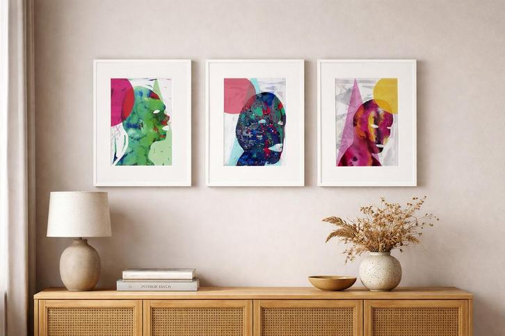 Set van 3 abstracte design prints – eigen ontwerp, Antiek en Kunst, Kunst | Schilderijen | Abstract, Ophalen