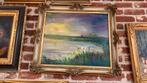 Natuur schilderij gesigneerd en gedateerd, prachtig kader., Ophalen