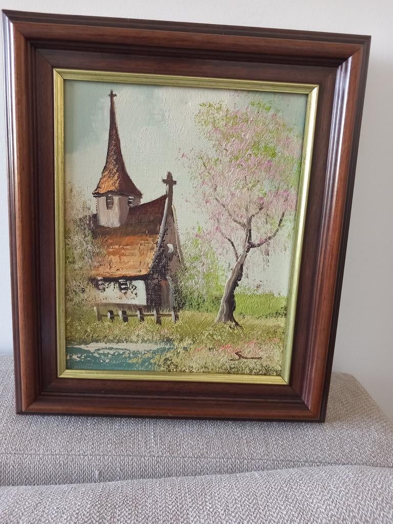 Mooi schilderij met kerkje, Ophalen