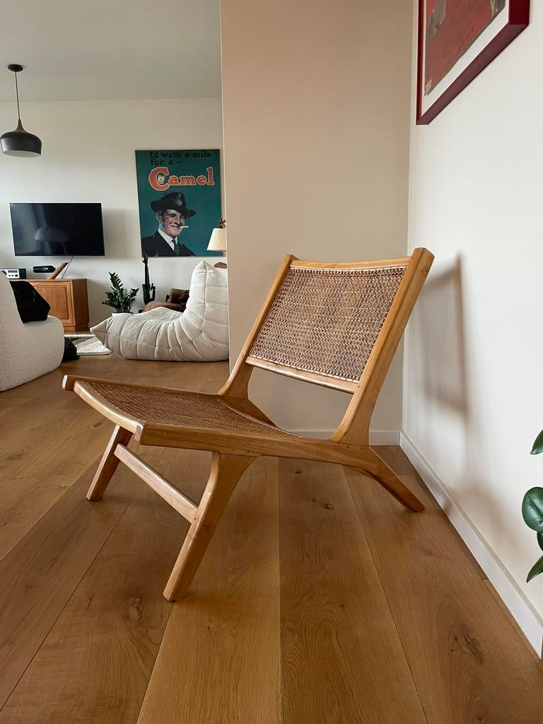 Vintage design rotan chair stoel eenzit zetel, Ophalen, Zo goed als nieuw