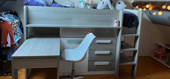 hoogslaper met bureau, Huis en Inrichting, Slaapkamer | Stapelbedden en Hoogslapers, Zo goed als nieuw, Hoogslaper, 200 cm, Ophalen