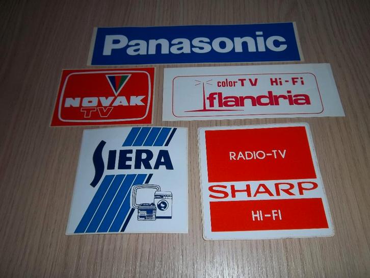 Radio – TV – HI-FI – 5 verschillende stickers, Collections, Autocollants, Neuf, Cinéma, Télévision ou Audiovisuel, Enlèvement ou Envoi