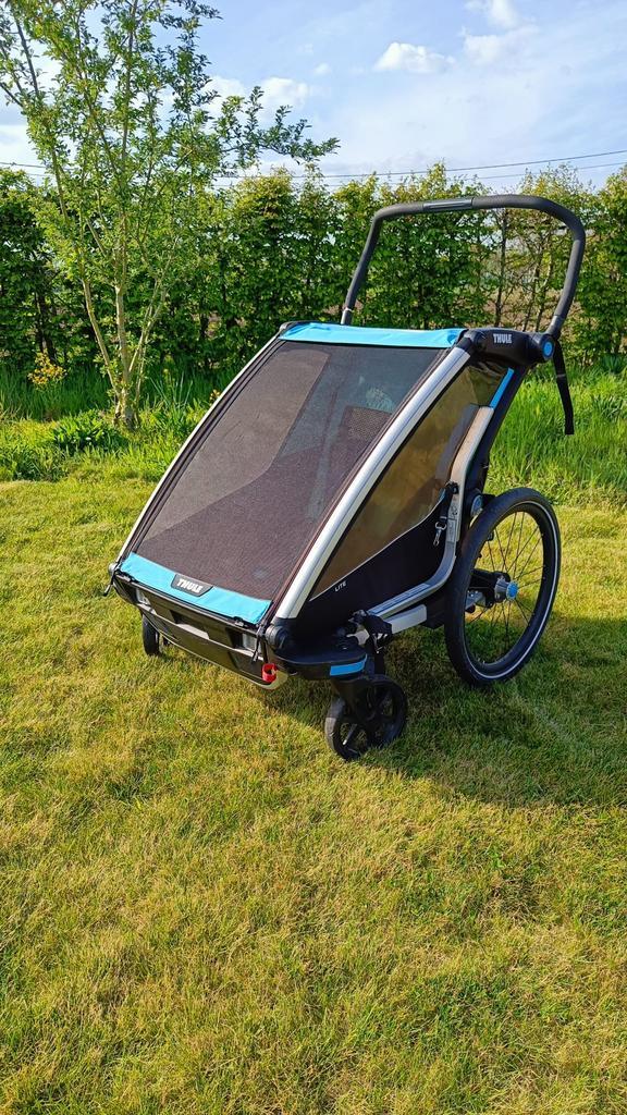 Fietskar thule chariot lite 2, Fietsen en Brommers, Fietsaccessoires | Aanhangwagens en Karren, Gebruikt, Kinderkar, Vering, Opvouwbaar