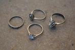 Collectie 4 antieke zilveren ring met steen, Antiek en Kunst, Ophalen of Verzenden