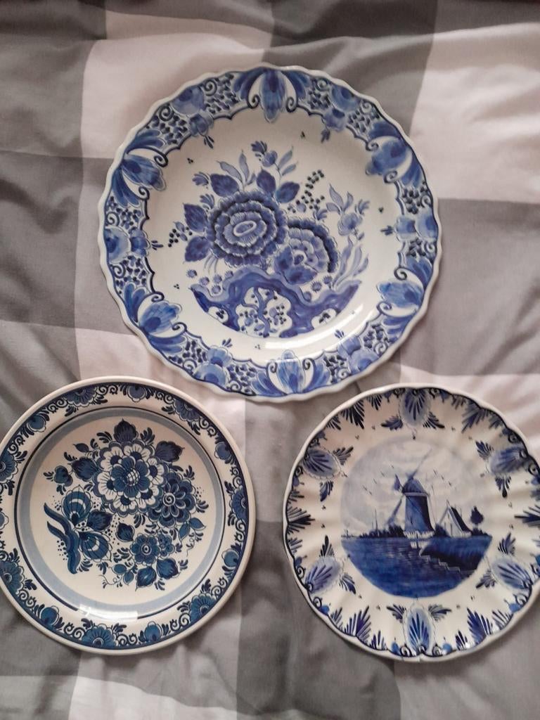 3 authentieke Delfts blauwe borden, Enlèvement ou Envoi