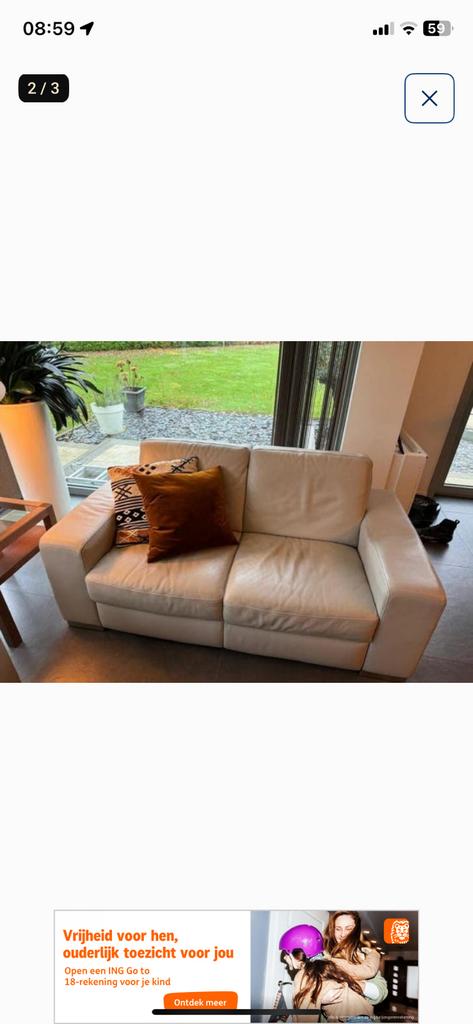 Salon in leder, Ophalen, Zo goed als nieuw