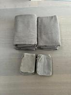 Set 7 handdoeken + 10 washandjes van Bamboo Santens, Huis en Inrichting, Ophalen of Verzenden, Zo goed als nieuw, Grijs, Handdoek