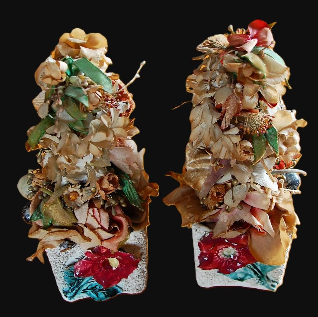 Set van 2 Vintage Keramieken Bloempotjes – Fat Lava" Stijl, Ophalen of Verzenden, Gebruikt, Binnen