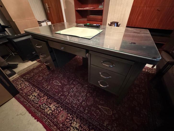 Vintage dubbele tanker bureau, Antiek en Kunst, Antiek | Kantoor en Zakelijk, Ophalen