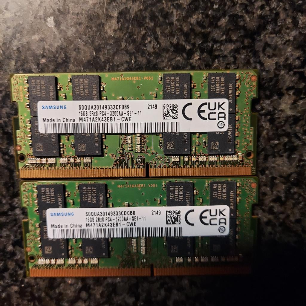 32gb (2 x 16 Gb) pour Samsung 2Rx8 PC4 3200AA, Enlèvement ou Envoi, DDR4, Comme neuf, Laptop