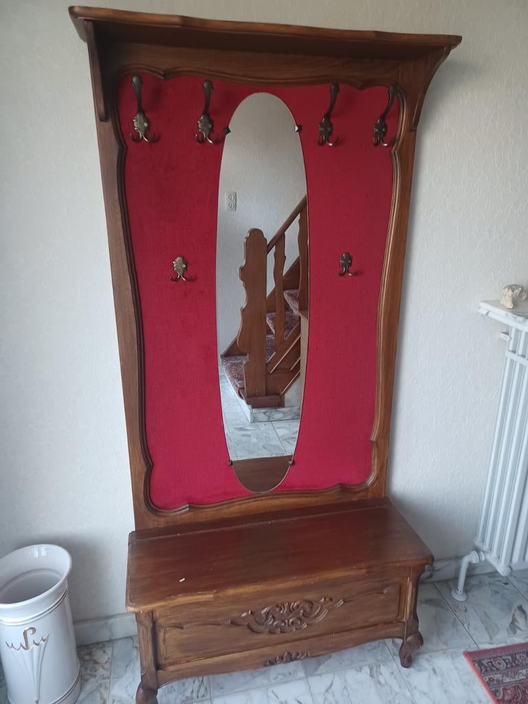 porte-manteau avec miroir et banquette, Maison & Meubles, Utilisé, Autres types, Bois, 150 à 200 cm