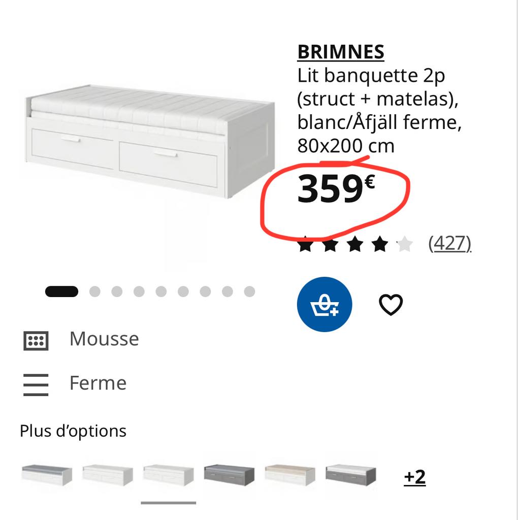 IKEA BRIMNES slaapbank voor 2 bedden, wit 80x200 cm, Huis en Inrichting, Slaapkamer | Complete slaapkamers, Zo goed als nieuw