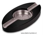 SIGAARASBAK VOOR 2 SIGAREN ZWART OVAAL MET RVS 20 CM!! sab02, Verzenden, Nieuw, Asbak