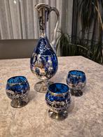 Antieke kobaltblauwe glaswerk in zilver, Antiek en Kunst, Ophalen