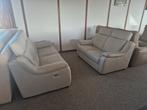 TAUPE BUFFELLEDEREN SALON MET ELEKTRISCHE RELAXEN, Ophalen, Gebruikt, Leer