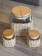 Set glazen voorraadpotten met houten deksel – 3 delig, Enlèvement ou Envoi