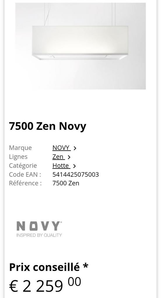 Prachtige NOVY 120CM kap voor centraal eiland, Ophalen, Gebruikt