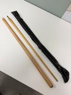 Vintage houten hout biljart keu 2delig + leren tas biljarkeu, Sport en Fitness, Biljarten en Poolen, Ophalen of Verzenden, Zo goed als nieuw