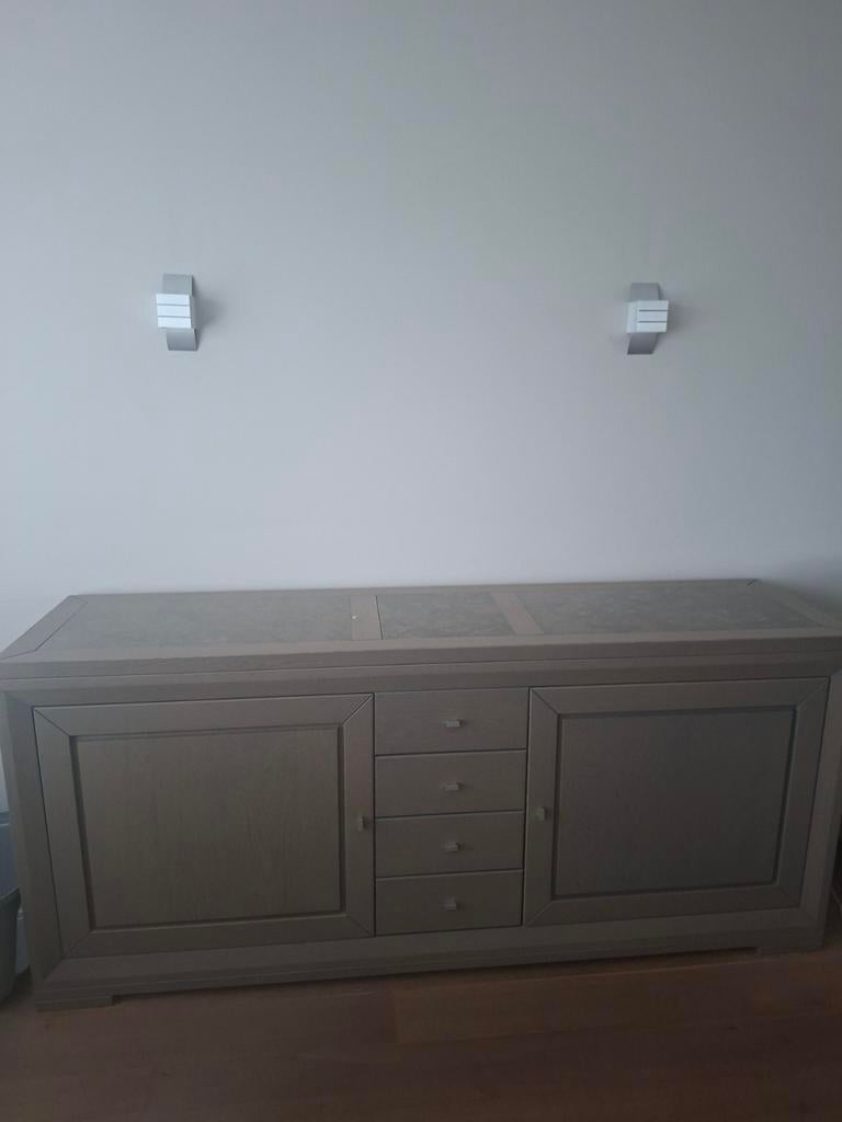 Massief eiken dressoir met natuurstenen blad, Huis en Inrichting, Ophalen