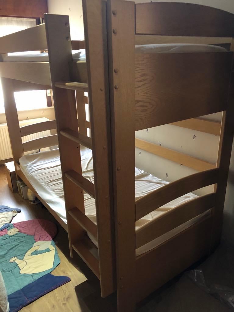 Houten stapelbed, Ophalen, 90 cm, 160 tot 180 cm, Tweepersoons