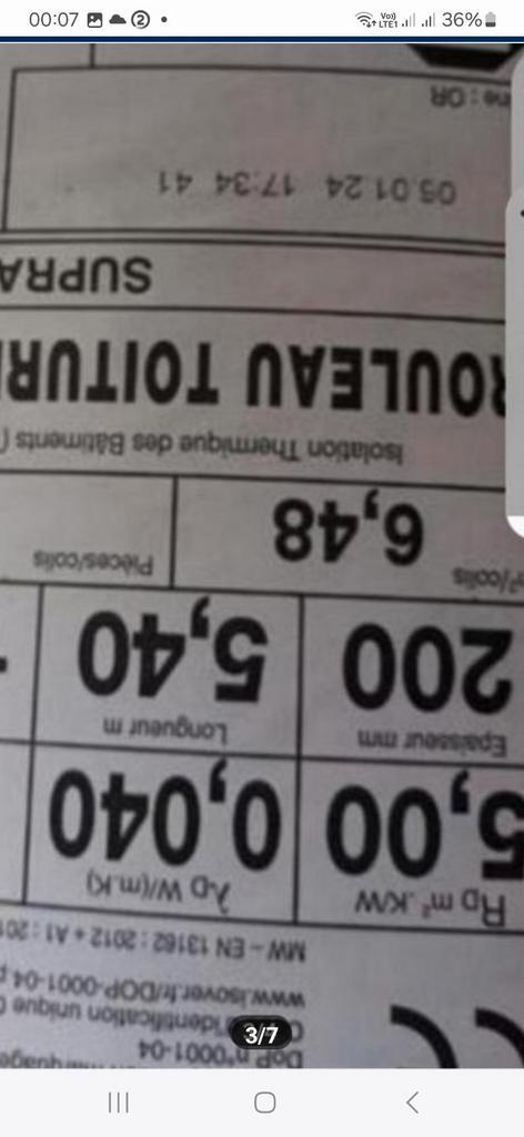 9 rollen isolatiewol 200mm dik met K waarde van 5 @ 1/2 nipr, Doe-het-zelf en Bouw, Isolatie en Afdichting, Nieuw, Dakisolatie