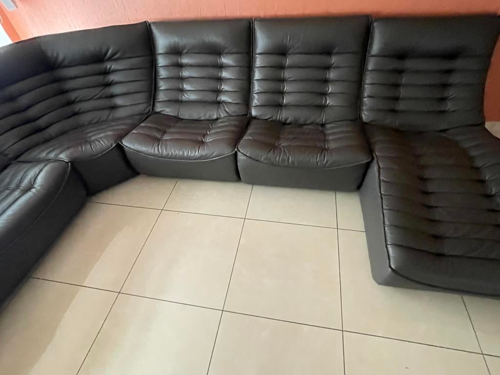 Lederen salon - zo goed als nieuw, Huis en Inrichting, Ophalen, 300 cm of meer, Leer, Zo goed als nieuw