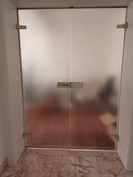 Double porte vintage en verre fumé (Charleroi), Enlèvement, Utilisé