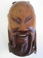 Antiek houten beeldje van aziatische man, 12 x 7 cm, Antiquités & Art, Art | Sculptures & Bois, Enlèvement ou Envoi