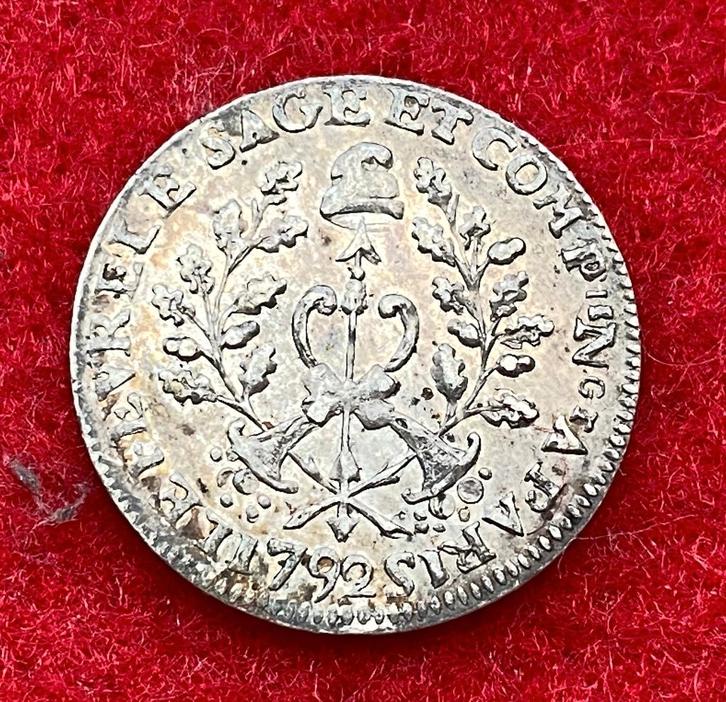 Zeer zeldzaam - 5 Sols France 1792 zilveren munt, Antiek en Kunst, Antiek | Zilver en Goud, Zilver, Ophalen of Verzenden