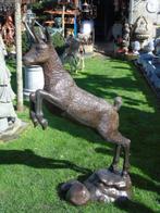 bronzen berggeit of geit op rots., Tuin en Terras, Ophalen, Nieuw, Overige materialen, Dierenbeeld
